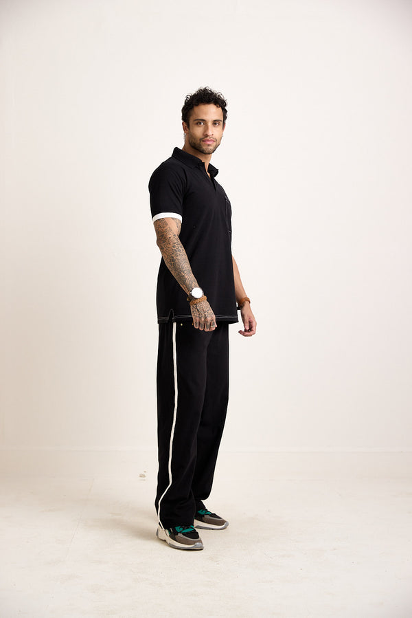 RICE GRAIN BLACK POLO T-SHIRTS