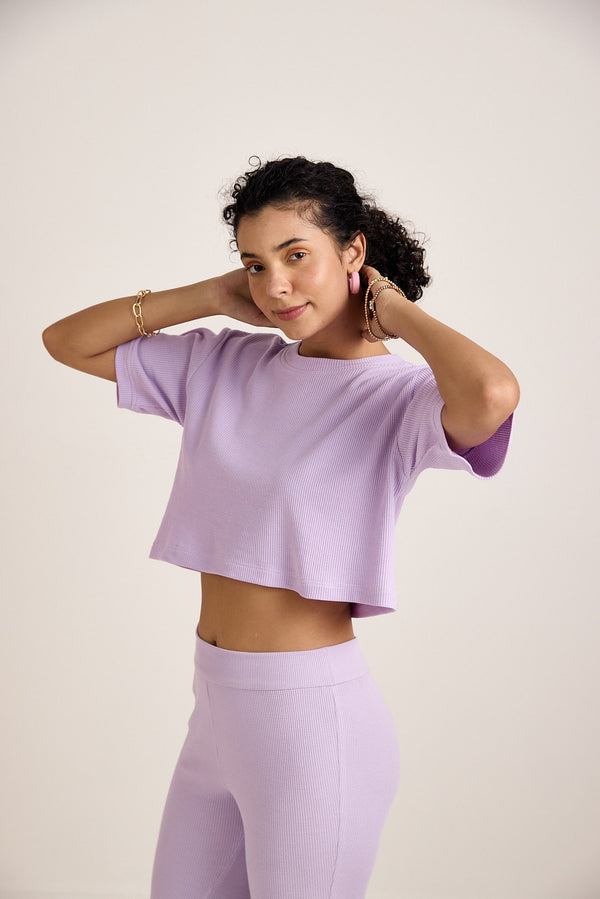 MAUVE WAFFEL CROP TOP