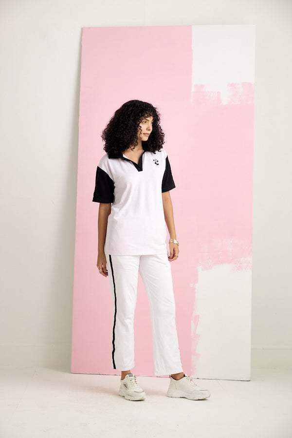 PANDA WHITE POLO TSHIRT
